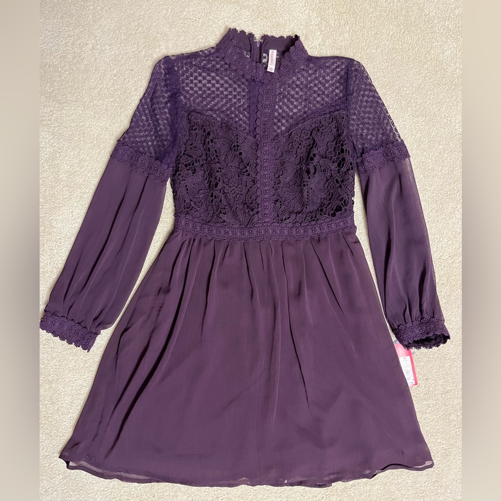 PURPLE LACE DETAIL DRESS UNWORN M